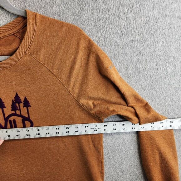 Columbia Sweatshirt Womens M Neutral Brown Wild Mountains Felt Logo Camping - Picture 8 of 14